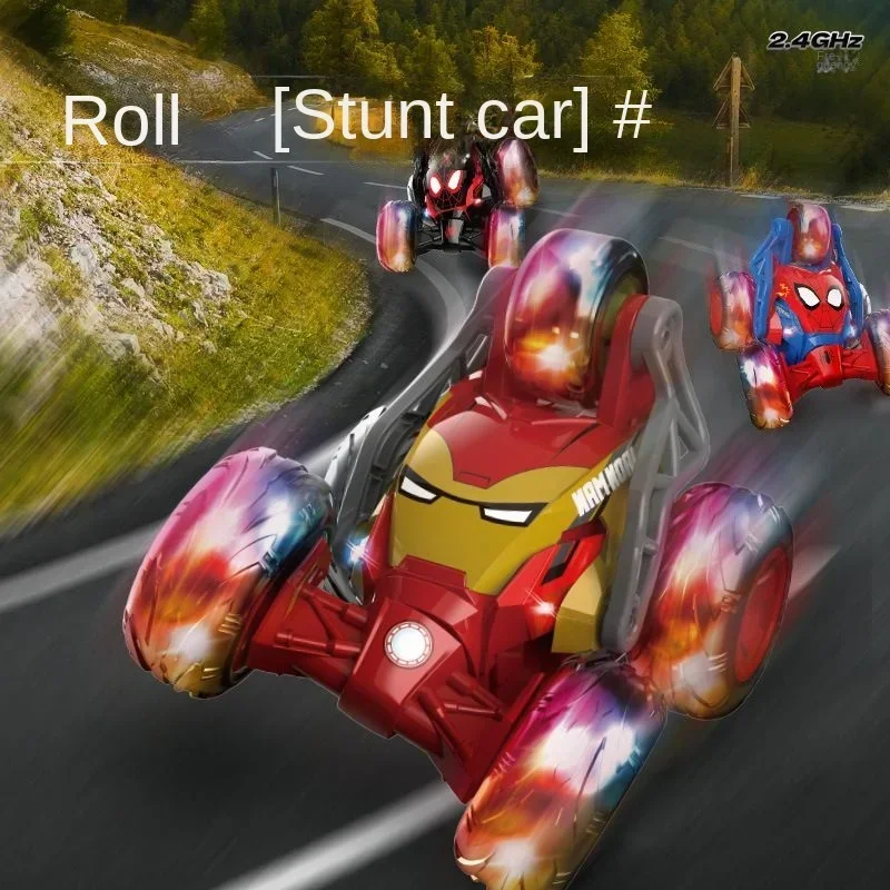 Marvel Spider-Man Iron Man anime figure creative cool e bello telecomando stunt car roll car auto giocattolo fuoristrada per bambini