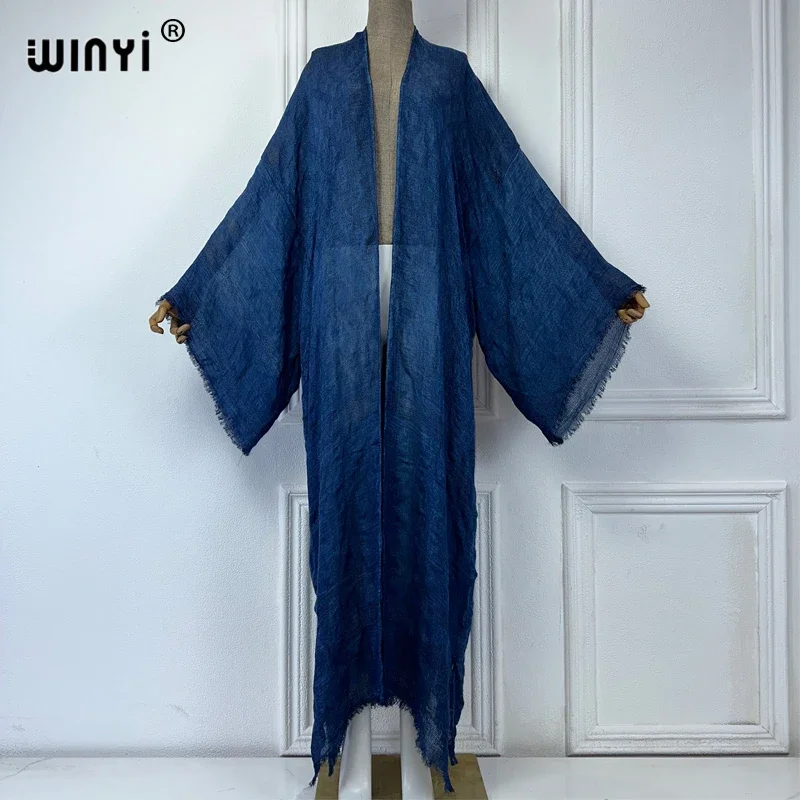 كارديجان نسائي أحادي اللون من WINYI، عباءة مفتوحة من الأمام على طراز دبي، فستان حفلات إسلامي أنيق وفاخر للشرق الأوسط 21