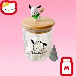 Sanrio Food Glass Jar Anime Pochacco Candy Cookies Airtight Storage Tank Cork with Cover Portable Storage Kitchen Food Cute