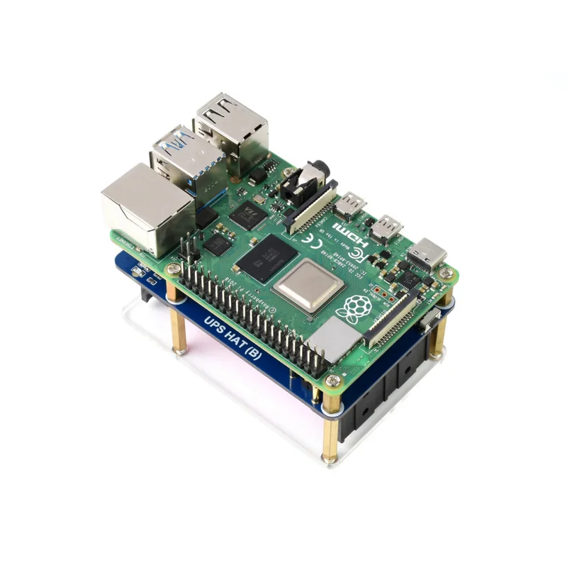 Waveshare UPS HAT (B) per Raspberry Pi 3 / 3B / 4B, ecc., 5V gruppo di continuità, 5A ad alta corrente, connettore Pogo pin