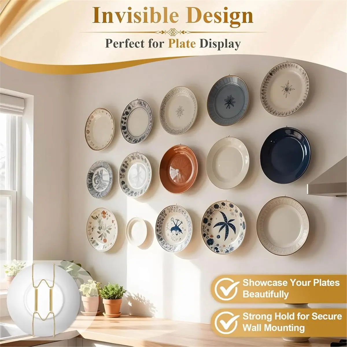 6 Inch Plate Hangers for the Wall, Suitable for 6-7 Inch Art Plate, Decorative Wall Plate Hangers