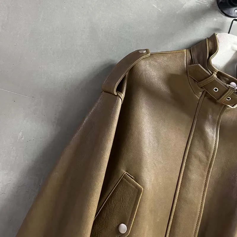 women coat autumn 2025 new fashion short length Imported real sheepskin long sleeve high quality female clothes