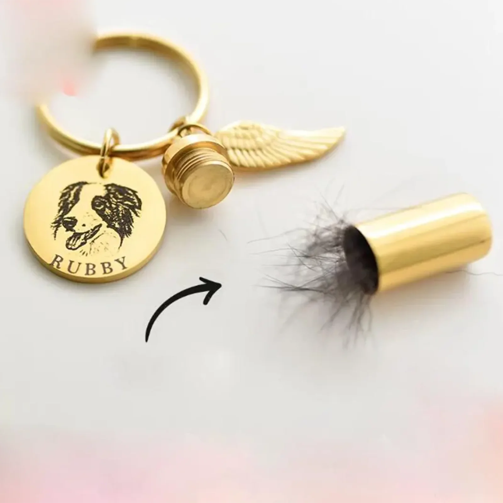 الحيوانات الأليفة صورة جرة المفاتيح شخصية الفولاذ المقاوم للصدأ رماد اسطوانة كيرينغ تذكار الحيوانات الأليفة التذكارية مفتاح سلسلة هدية لمحبي الحيوانات الأليفة #4