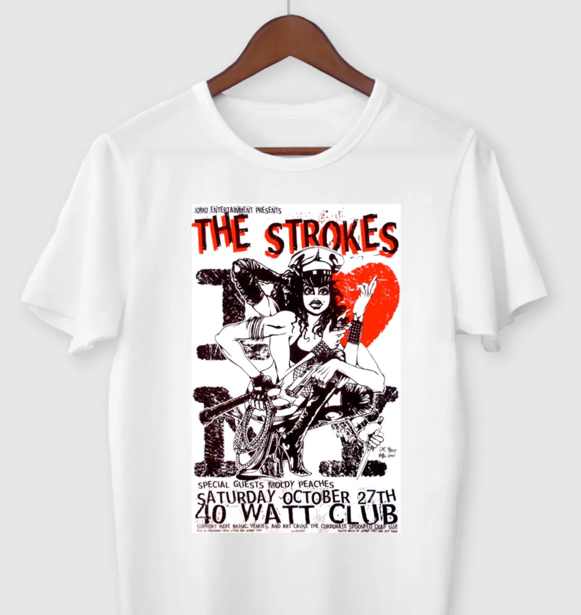 The Strokes Unisex Shirt Short Sleeve Cotton White All size Shirt