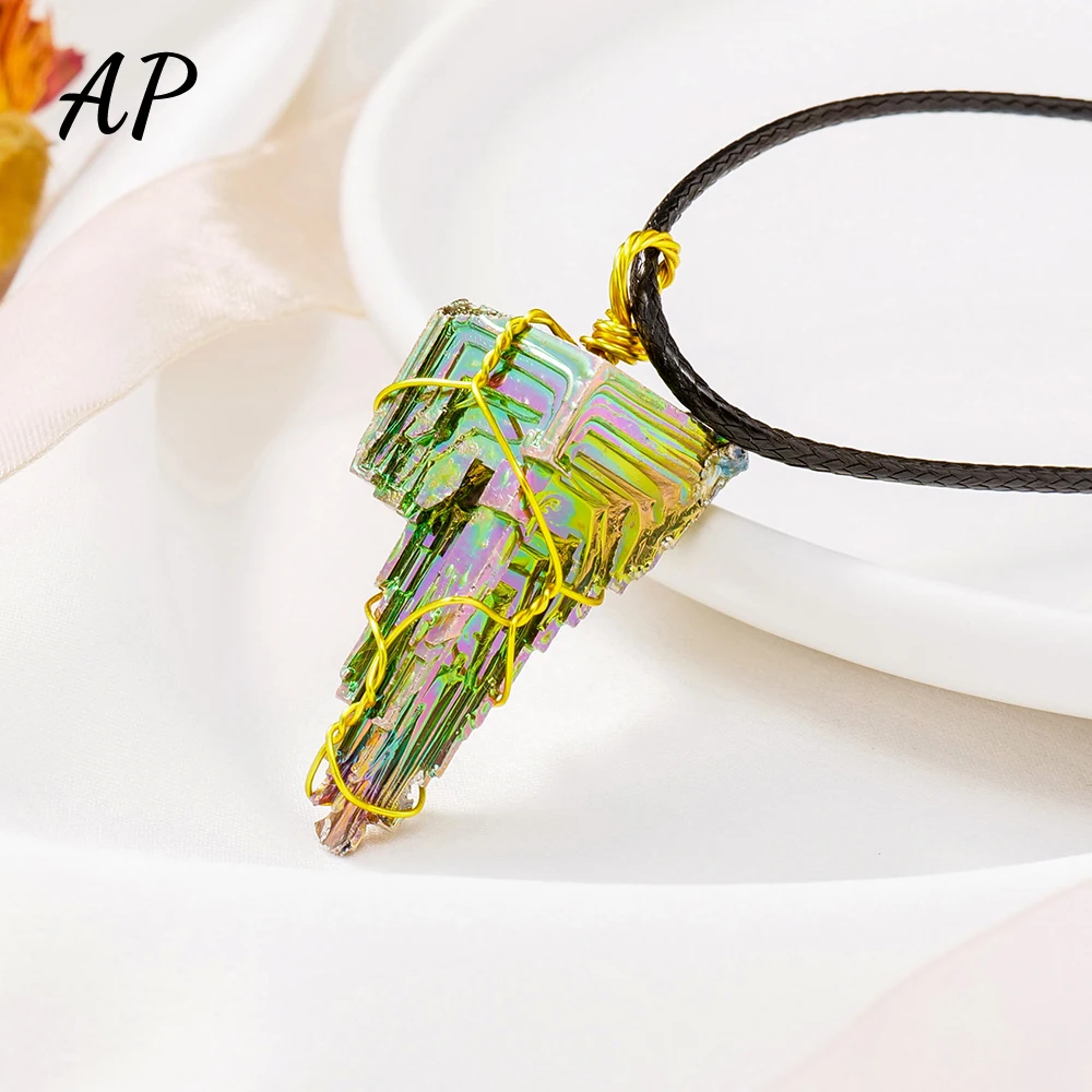 

1pc Natural Bismuth Ore Crystal Seven-color Metal Crystal Pendant Healing Stone Reiki Chakra Craft Pendant Ornament