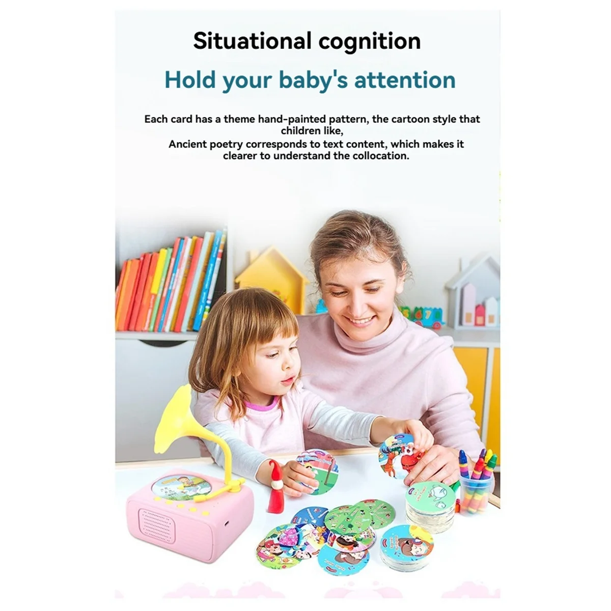 

ABGV детский фонограф, музыкальный плеер, игрушки для малышей, детский граммофон с 96 карточками, подарок для дошкольного образования, синий