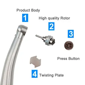 Hochgeschwindigkeits-Handstück, Standardkopf, Knopf, drei Wasserspray, E-Geschlecht, Luftturbine, 2 Löcher, 4 Löcher, Zahnmedizin, Dentistry-Werkzeug 6 Hauptverkäufe hohe Rotation LED - №2