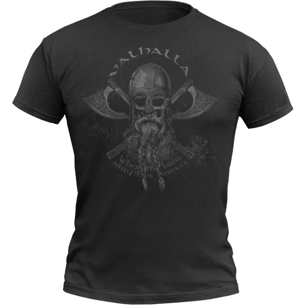 Valhalla - Where The Brave May Live Forever Warrior T-Shirt 100% Cotton O-Neck Summer Short Sleeve Casual Mens T-shirt