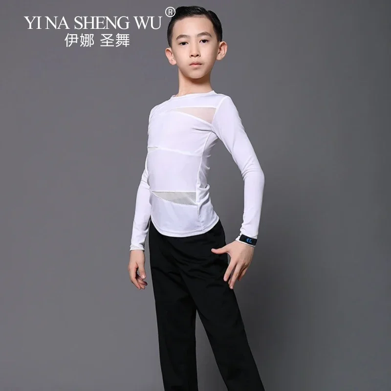 

Рубашка для латинских танцев для мальчиков, черная, с длинным рукавом, топ для латиноамериканских танцев, для ча-ча-ча, самбы, бальных танцев, профессиональный топ для соревнований по латинским танцам