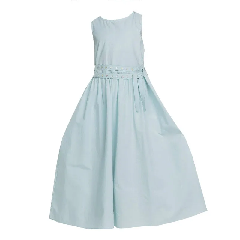 فستان صيفي أزرق أصفر وردي للفتيات جديد 2025 فساتين لطيفة للفتيات 10-12 6 7 8 9 11 13 14 15 17 18 20 25 سنة مع بطانة #2