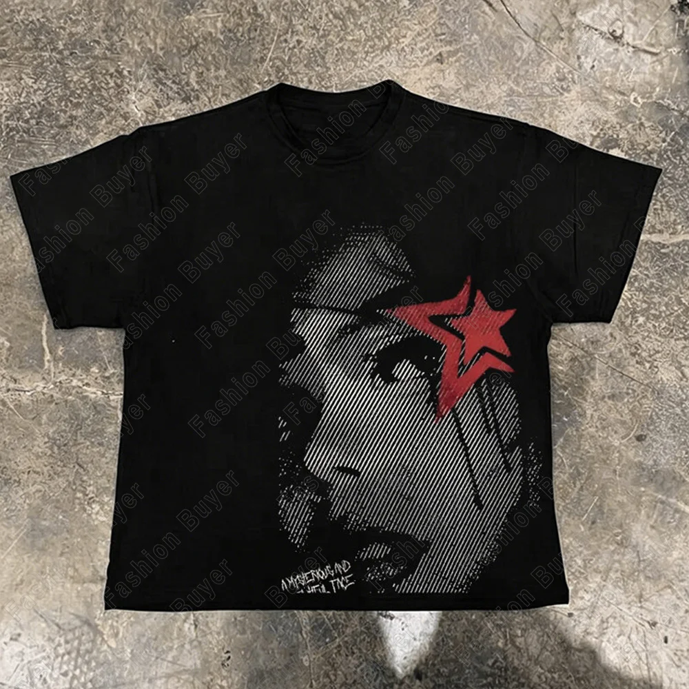 Men's American Retro Hip-Hop High-Street Short-Sleeve T-Shirt – Edgy Unisex Retro Street Y2K Casual Fashion Tops Cloths