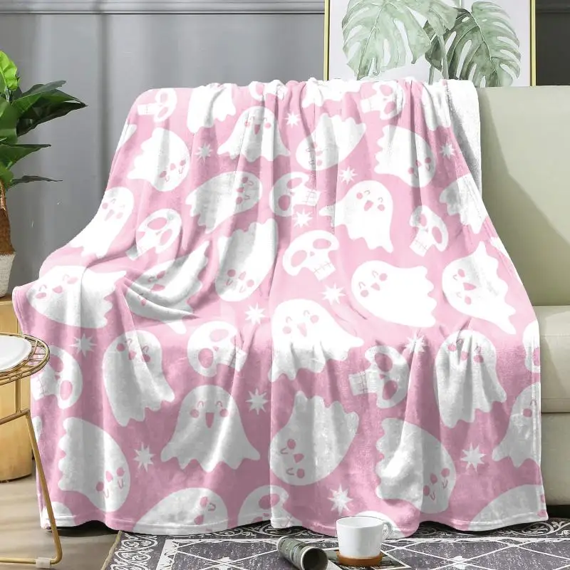Halloween Rosa Nickerchen-Decke, Warme Weiche Flanell-Decke, Multifunktionale Dekorative Decken, Geschenke für die Feiertage – Detail 12