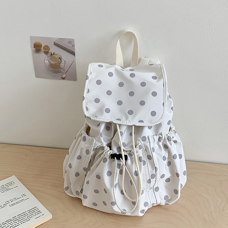 

New Backpack for Women Korean Lightweight Nylon Polka Dot Travel Small Backpacks Fashion Casual Student School Bags
