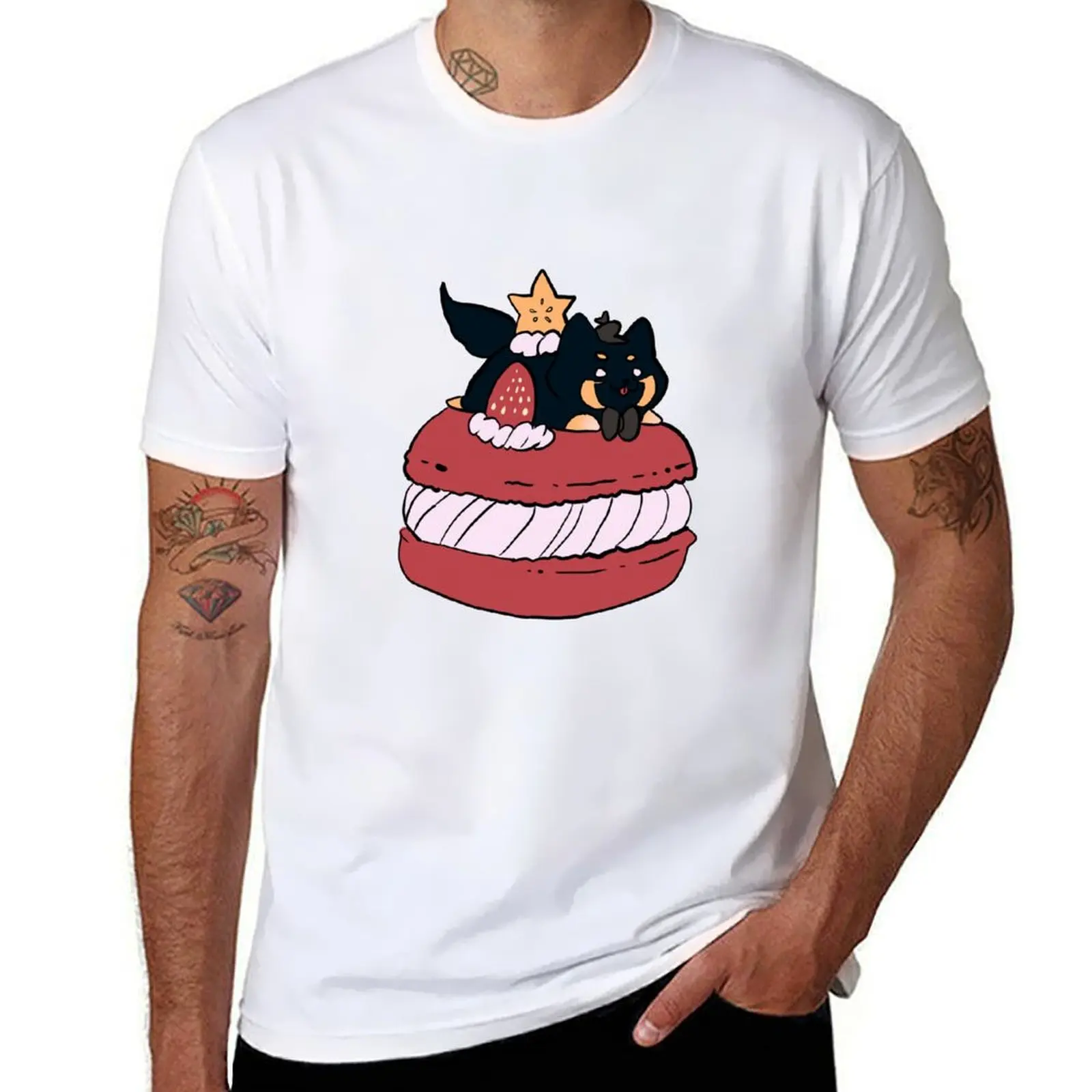 

Macaroon Dog T-Shirt man graphic t shirt graphic t shirts for man t shirts for man graphic vintage T-Shirt