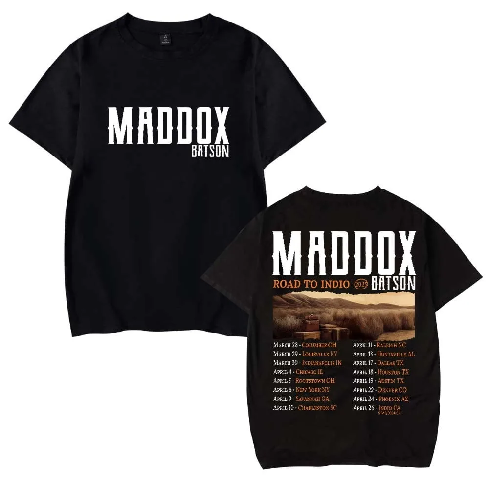 

Maddox Batson Road to Indio Tour Short Sleeve Merch Tee Women Men Crewneck Fashion T-shirt Unisex Tops