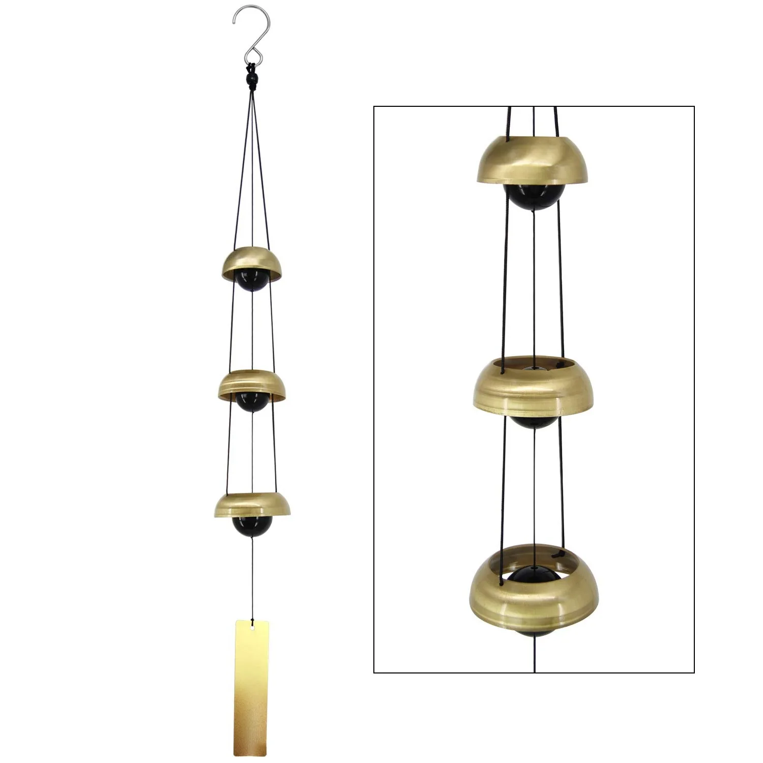 Copper Wind Chimes, Temple Wind Chime with 3 Bells, Wind Chimes for Home Yard Outdoor Decoration