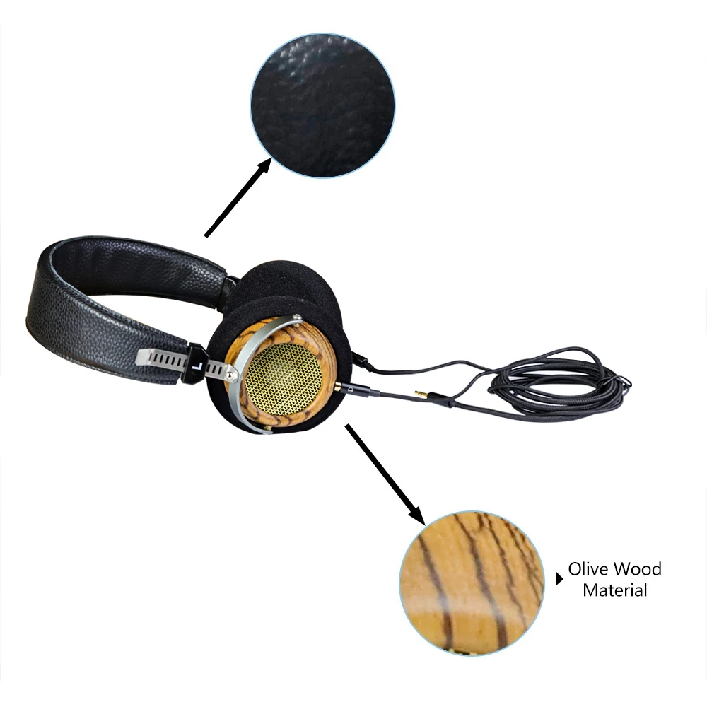 Okcsc M2 Headsets 57Mm Speaker Semi-Open Rug Hifi Olijf Houten Hoofdtelefoon Met 5n Occ Verguld Zilver Diy 3.5Mm Vervangende Kabel