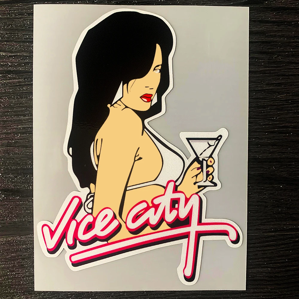 VICE CITY ملصقات دراجة نارية جذابة خوذة السيارة خزان الوقود الزجاج الأمامي الوفير ملصق مائي مقاوم للماء اكسسوارات لياماها KTM هوندا