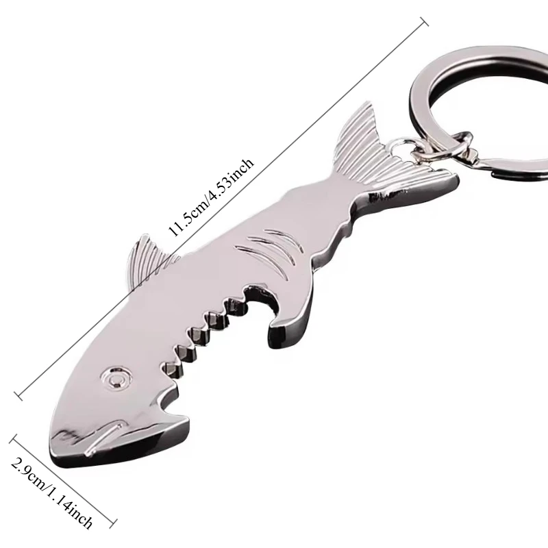 Shark Shaped Bottle Opener Keychain shaped zinc alloy Silver Color Key Ring Beer Bottle Opener Unique Creative Gift Bar Tools