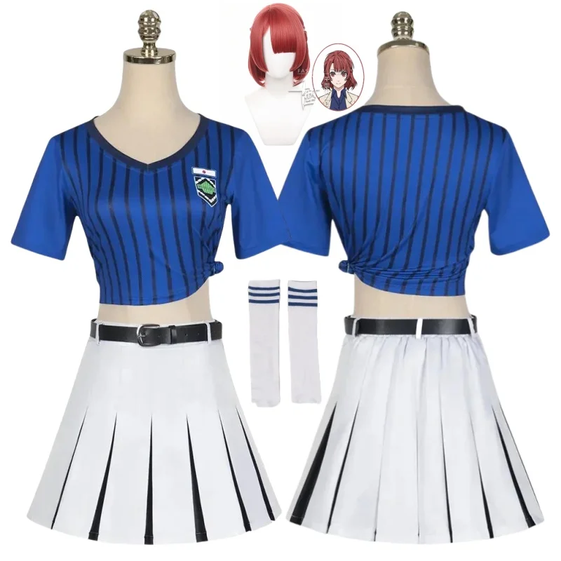 New Anime Bluelock Teikoku ANRI Cheerleading Top Skirt Women Girl School Party Cosplay Costume Performance Uniform Daily Outfit