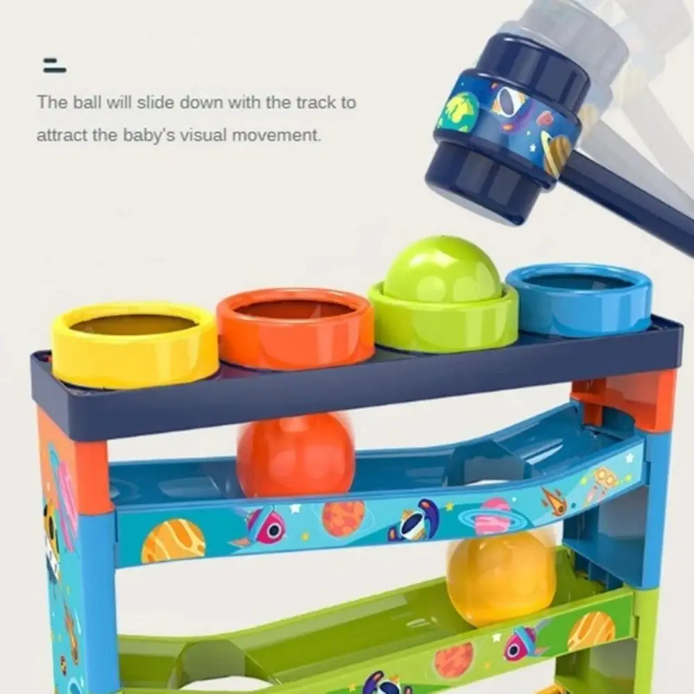 Rampa a sfera scorrevole in plastica Montessori interattiva Pista colorata a 5 strati Pista impilabile per la prima educazione Bussare la palla