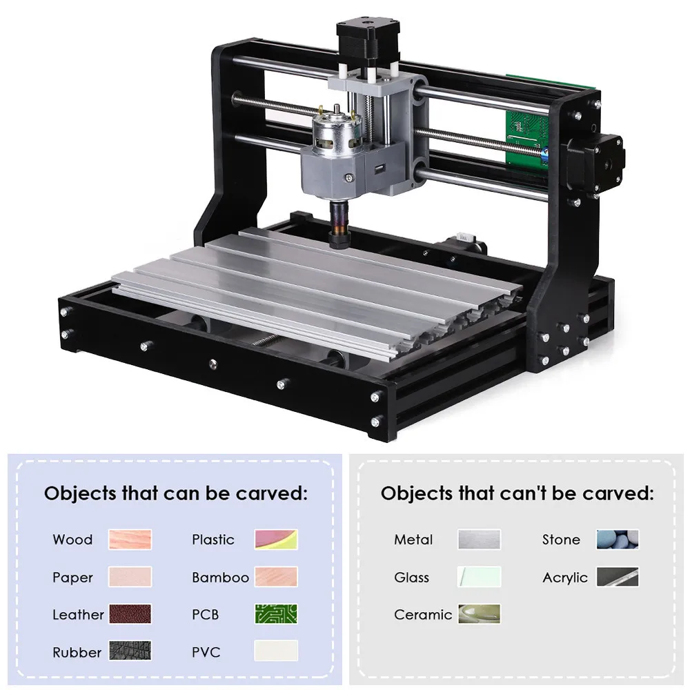 Grabador láser de escritorio CNC3018pro, máquina enrutadora CNC de 300x180mm, máquina cortadora de madera, plástico, acrílico y PVC, máquina de grabado DIY