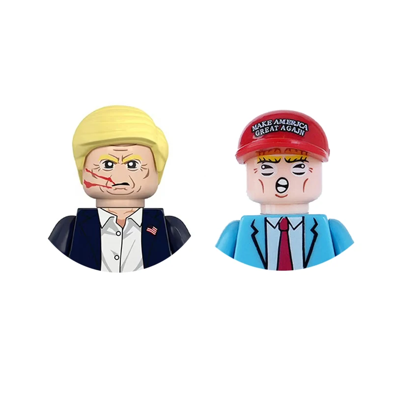 Donald Trump Cartoon Figures Dolls Anime Characters Donald Trump President Models Desktable Decor Assemble Bricks Toys Gifts