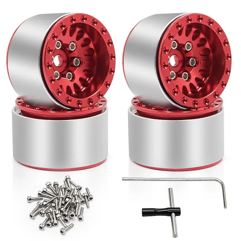 

4 Pcs Aluminum Alloy Beadlock Wheel Rim Wheels Hubs for 1/18 TRX4M/1/24 SCX24 AX24 RC Crawler Car Wheel Hub RC Upgrade Accessory
