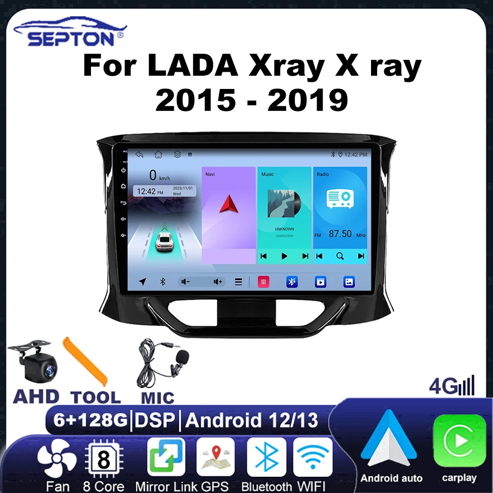 SEPTON Head Unit Car Radio Stereo for LADA Xray X Ray 2015 - 2019 Multimedia Video Player WIFI BT Navi GPS 4G Auto Smart Systems