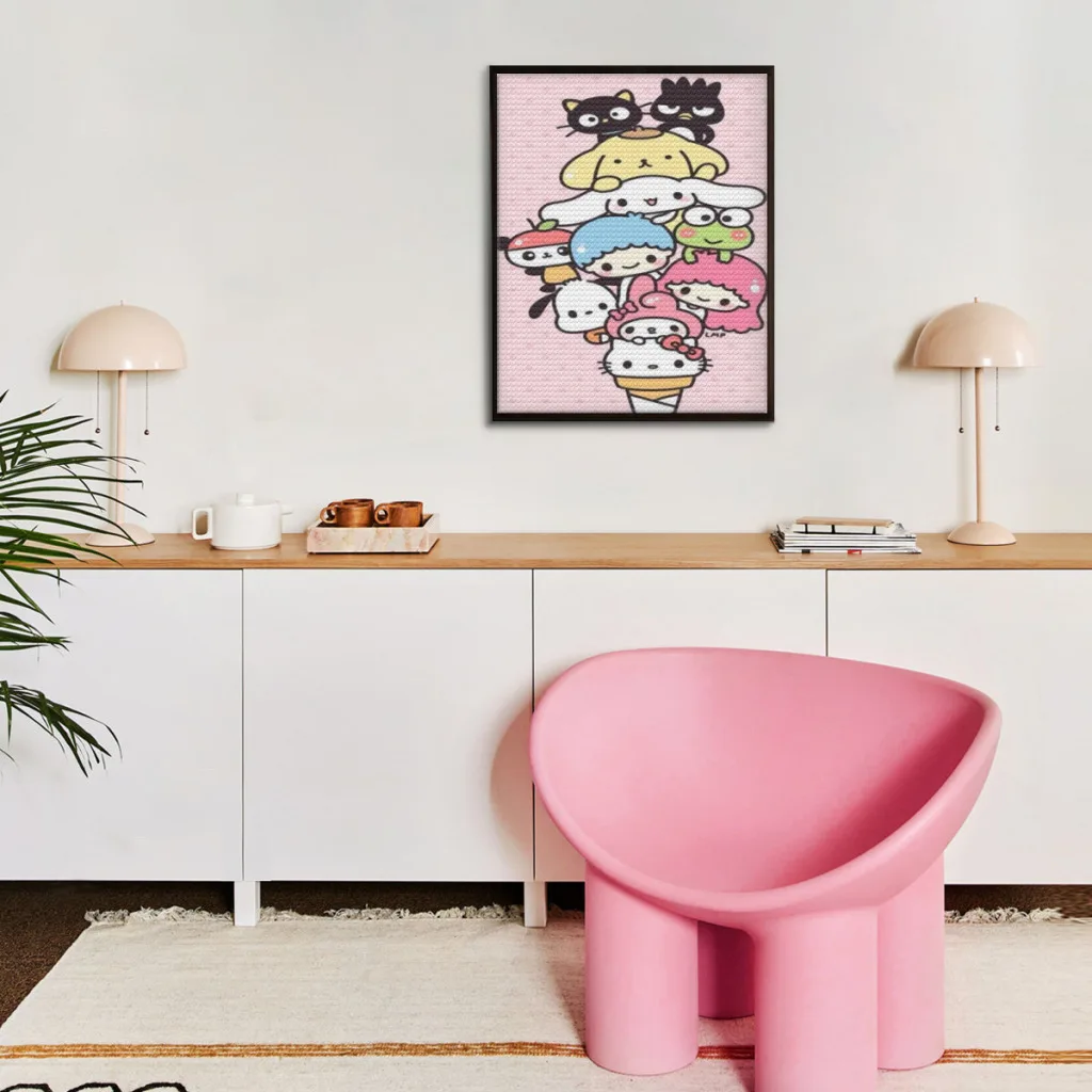 Cute Anime Sanrio Hello Kitty Kawaii Diamond Painting   Full Diamond Mosaic Embroidery Home Decor New