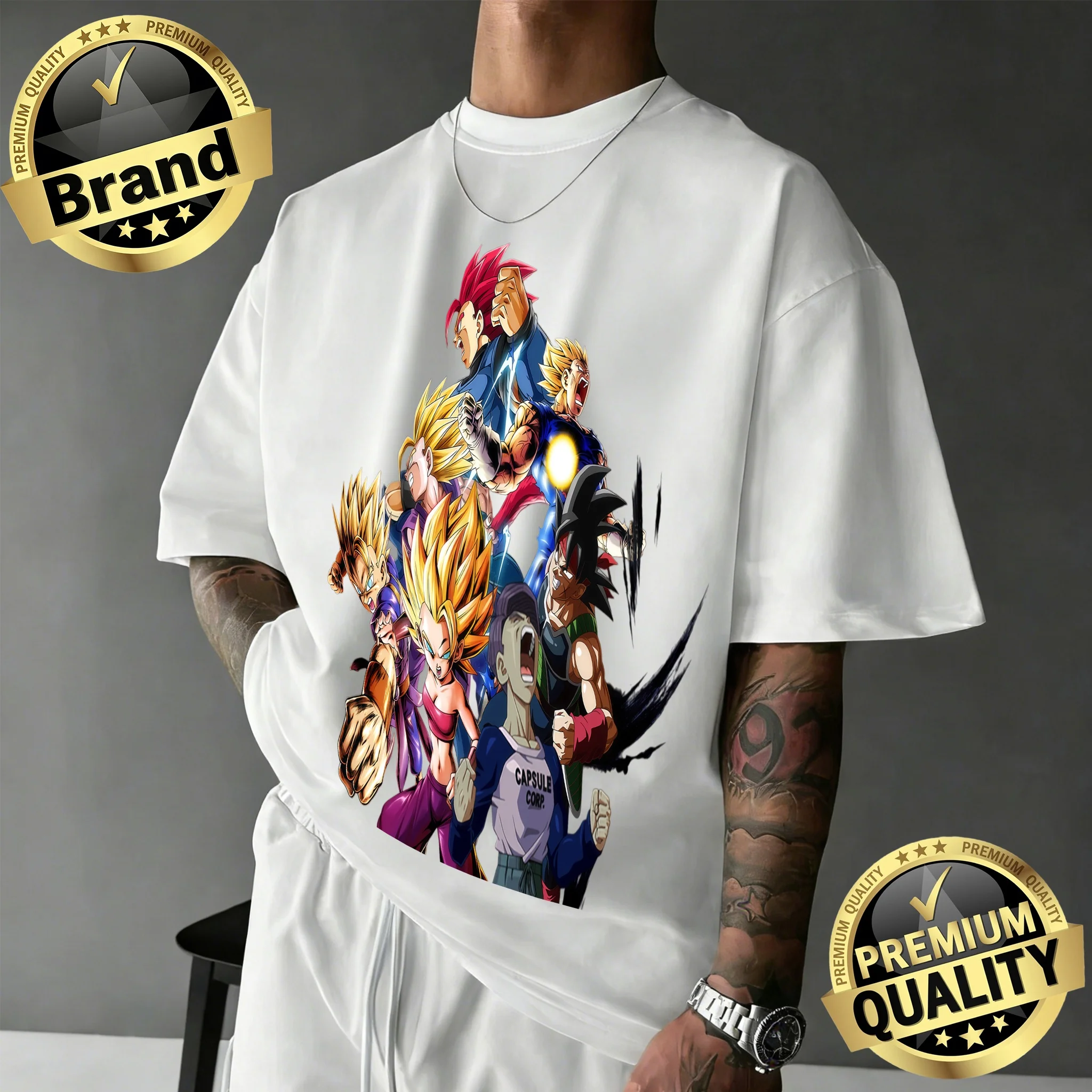 2026 New Arrival Dragon Ball Cotton T-shirt Unisex Oversized Vintage All-Star Team Graphic Tee Casual Loose Fit Anime Top Y2k