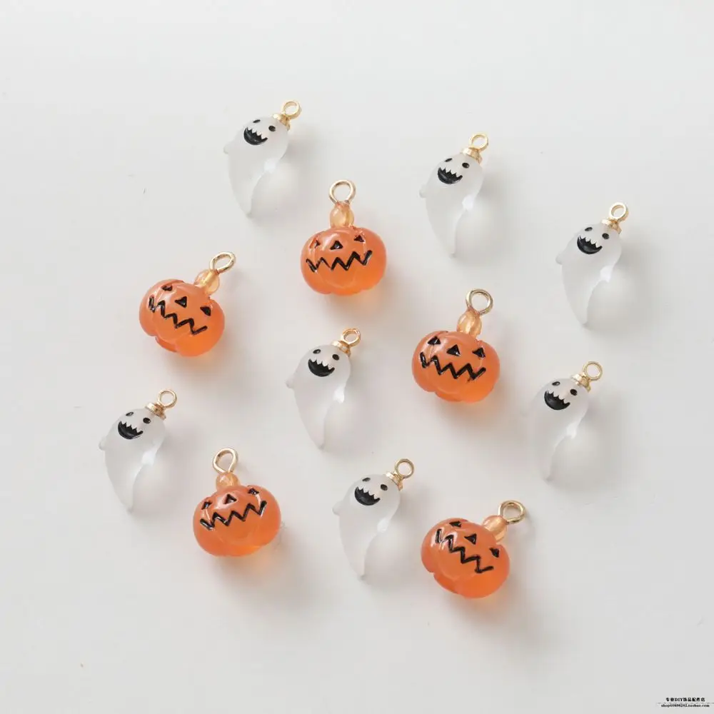 Ghost Cute Necklace Pendant Resin Bracelet Key Chain Charm Pumpkin Pendant Halloween Charms Jewelry Making Gift