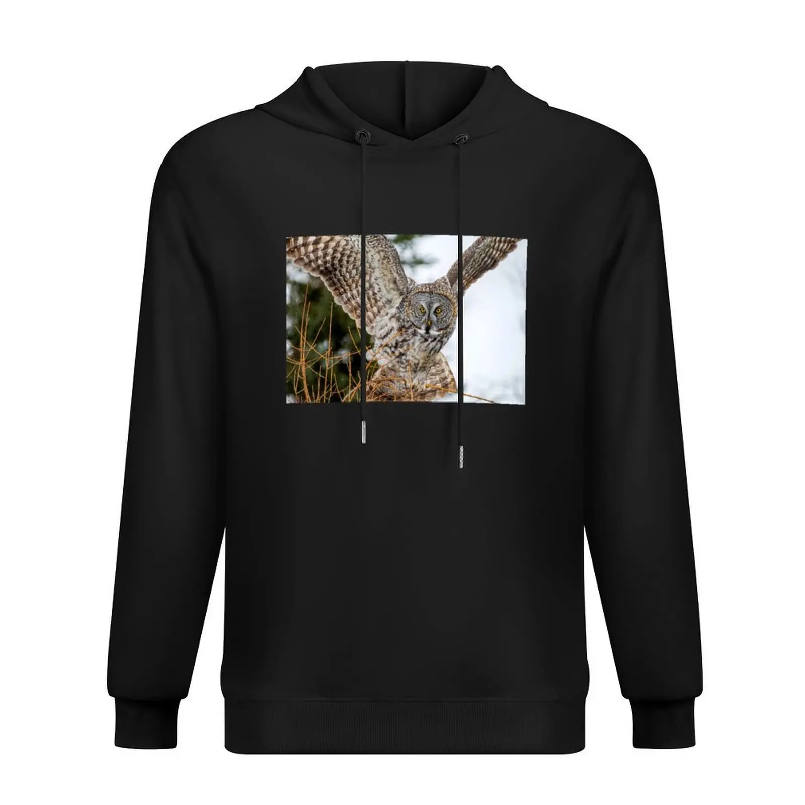 

Great Gray Owl Landing Hoodie japanese style aesthetic clothing hooded shirt men clothes japanese hoodie