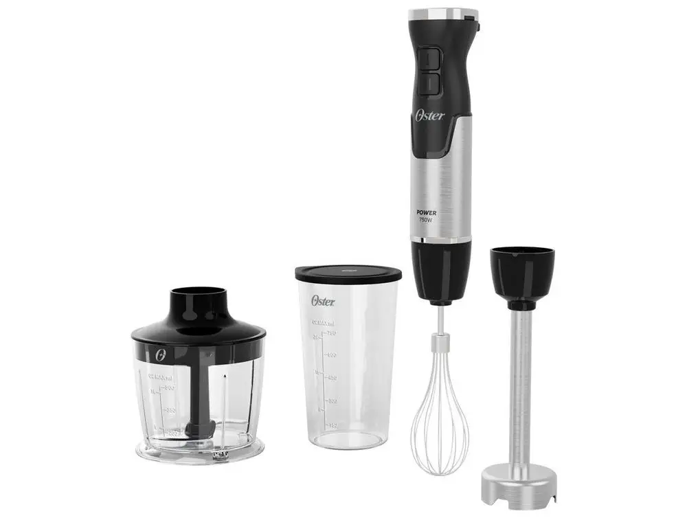 Mixer 3 em 1 Oster 750W Inox e Preto Power OMIX570 Velocidade Ajustável - 110V