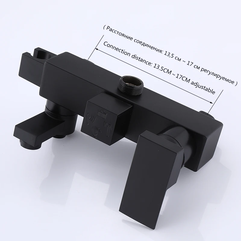 Set Sistem Pancuran Kamar Mandi Panas Dingin Persegi Aksesori Keran Mixer Kamar Mandi Kuningan Terpasang Di Dinding Kepala Set Pancuran Curah Hujan 10 Inci