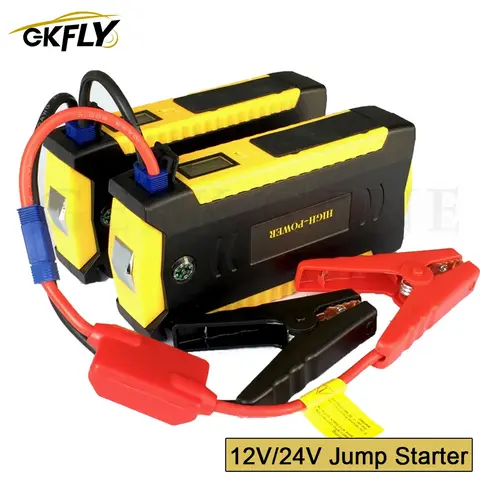 GKFLY 24V 12V 시작 장치 배터리 부스터 버스터 LED 비상용 휴대용 자동차 점프 스타터 보조베터리 충전기