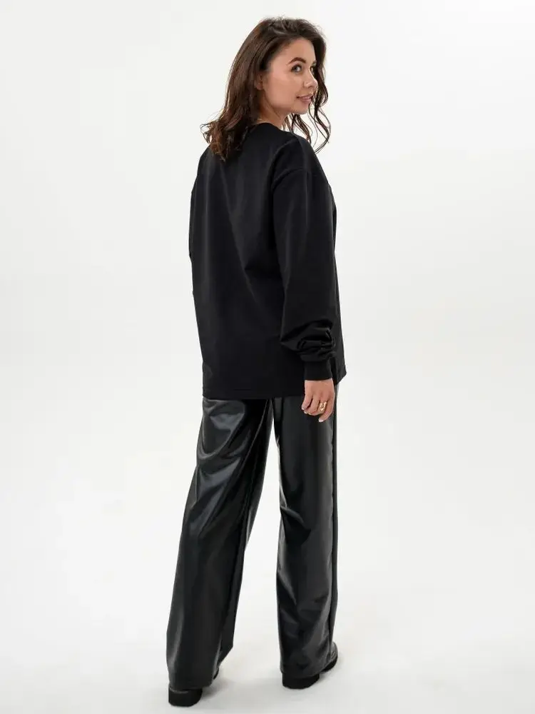 Sweat-shirt fin noir 100% coton, pull à col rond, T-shirt à manches longues, Punk Grunge tigre imprimé, haut ample et décontracté pour femmes