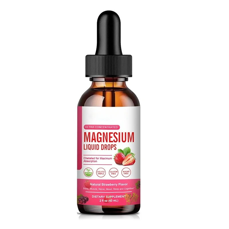 

1000mg Magnesium Glycinate Liquid Drop with High Potency Magnesium 500 Glycinate 500mg Citrate Strawberry Flavor