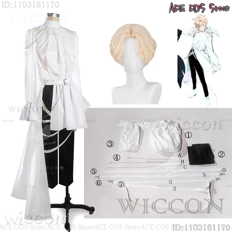 Alien Stage Luka Cosplay Costume Wig Top Pants Anime Idol Backless outfit RolePlay Suit Mens Fancy Halloween Carnival Outfit XXL