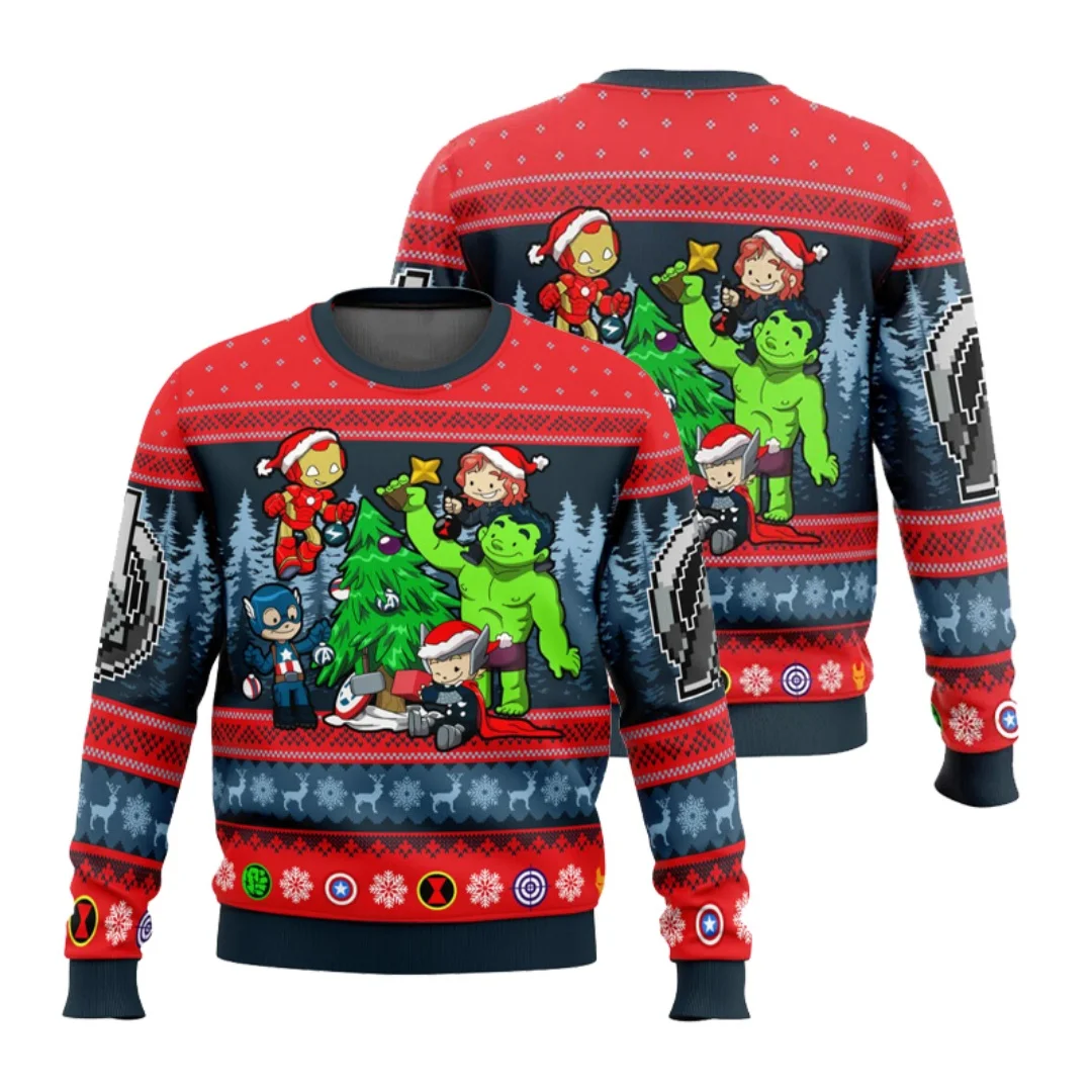 

Marvel Мстители уродливый рождественский свитшот с круглым вырезом с 3D принтом, осенние толстовки Y2K, детские толстовки, мужские и женские толстовки