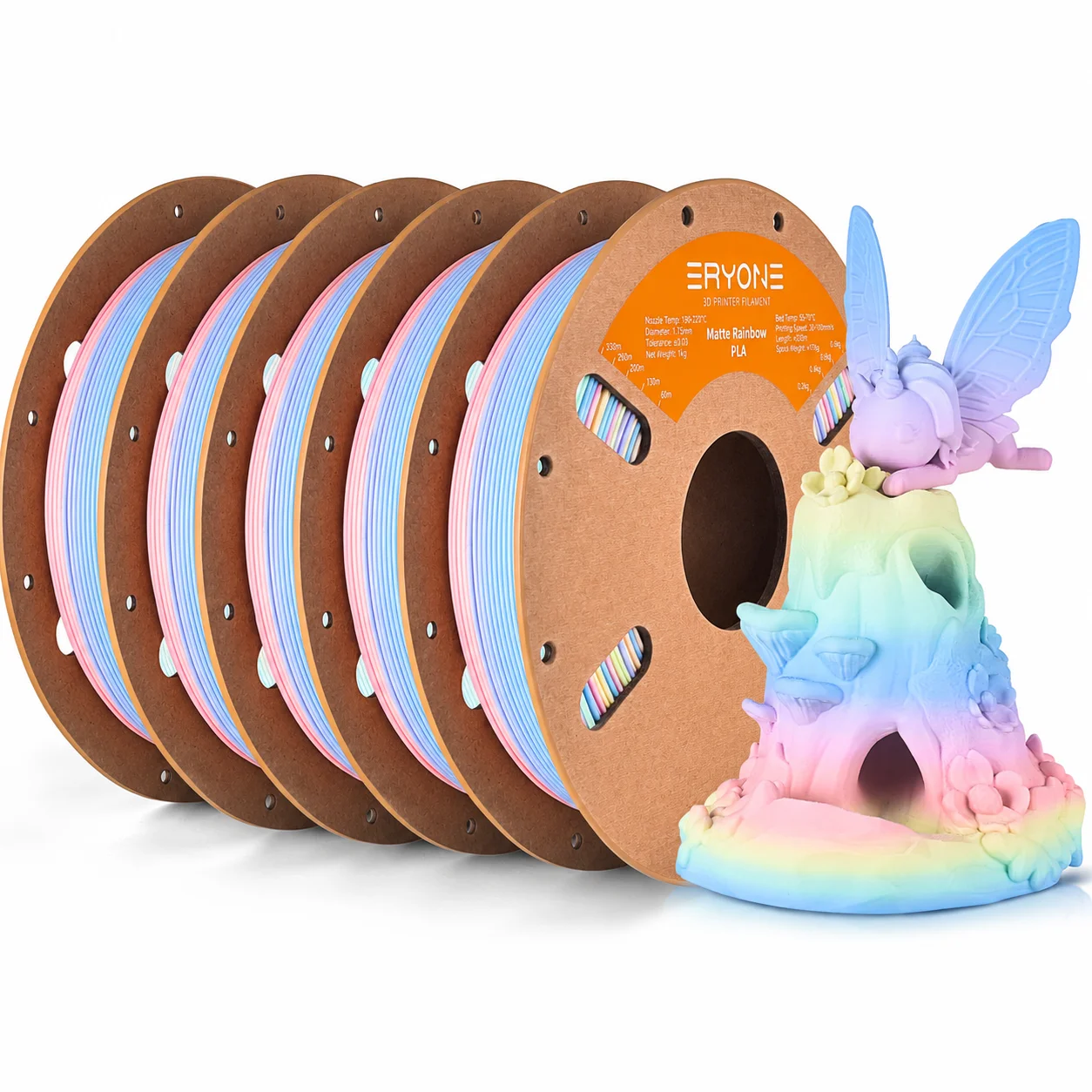 ERYONE 5KG Matowy Tęczowy Filament PLA do Drukowania 3D, Macaron+Watercolor, Hurtowa Wyprzedaż Filamentu PLA Matowego Tęczowego — zdjęcie produktu 7