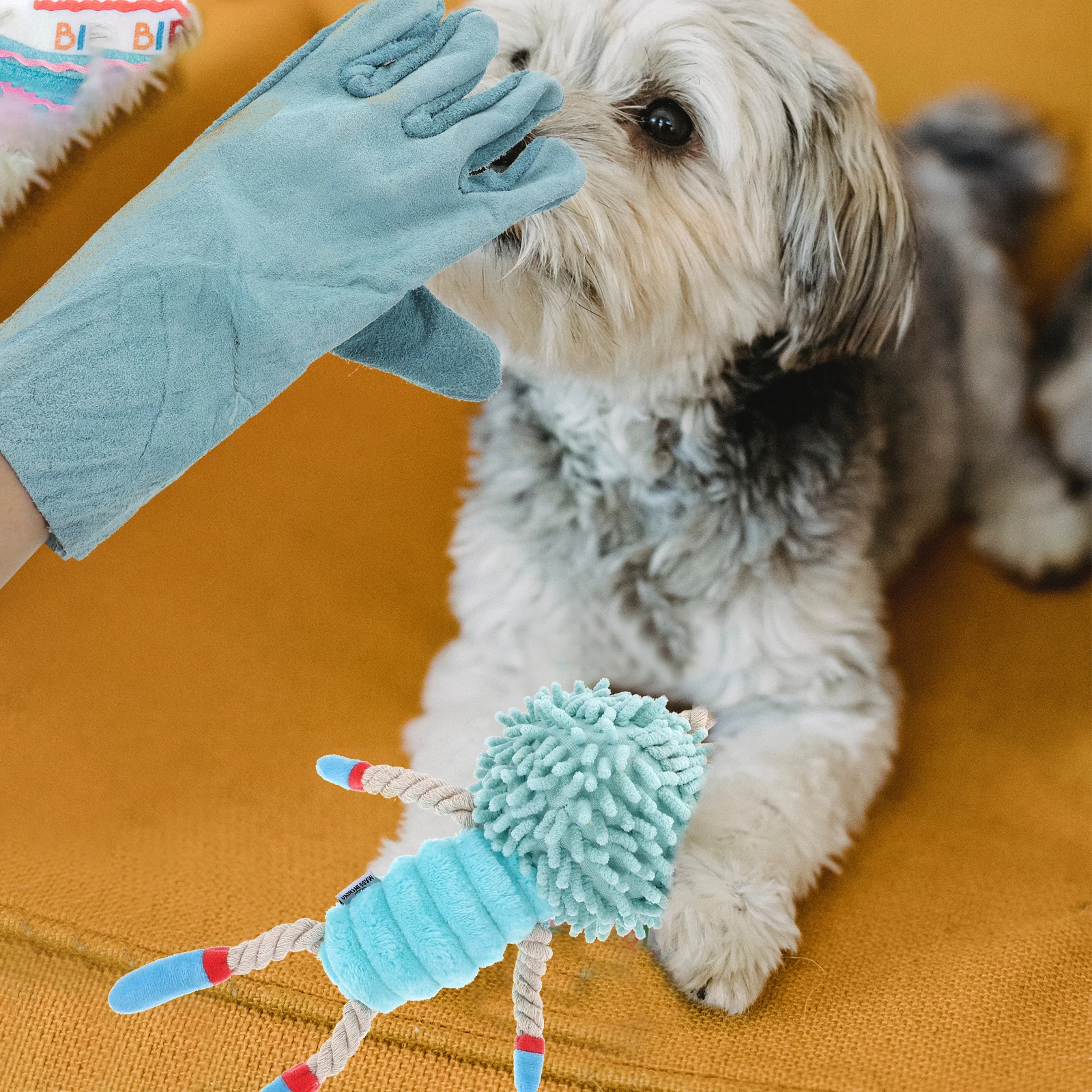 1 Pair Cowhide Anti-Bite Gloves Pet Thickened Protective Hand Cover For Dog Handlingpet Feeding Supplies Guard
