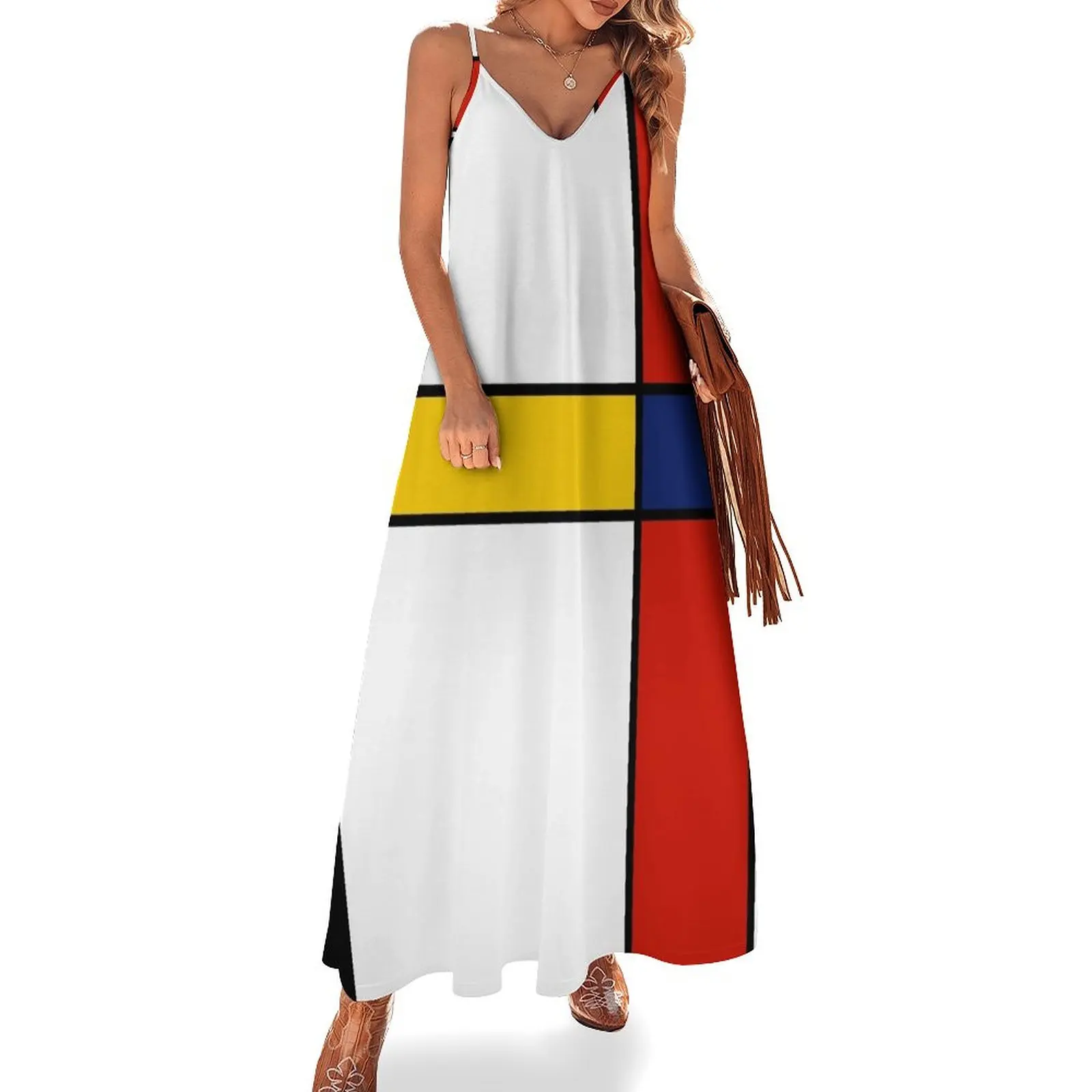 

Mondrian Style Abstract Art Sleeveless Long Dress birthday dress Elegant gowns beach dresses summer dresses ladies 2025 Dress