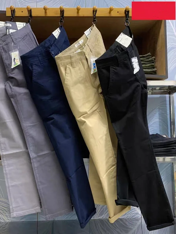 

Удобные мужские брюки из чистого хлопка, облегающего кроя, для повседневной носки, весна-лето, длинные брюки для бизнеса, поездок на работу и отдыха