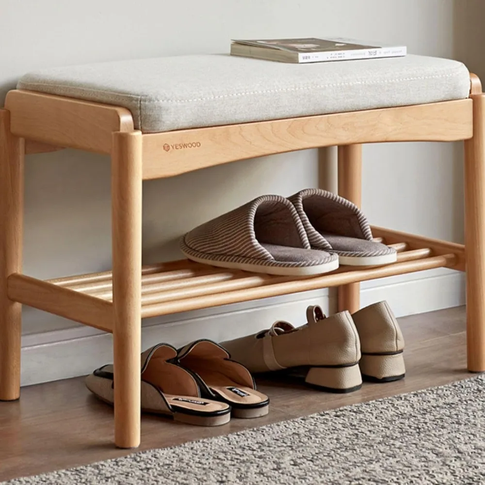 Деревянная скамья для хранения обуви с подушкой для прихожей, гостиной и прихожей — 11,8 x 23,6 x 16,5 дюймов