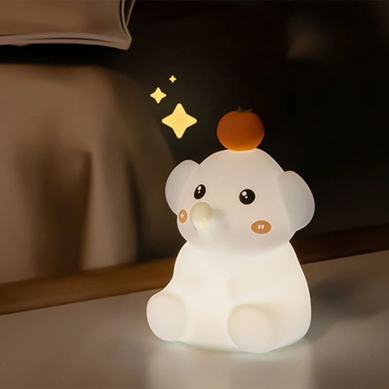LICE-โคมไฟช้างน่ารัก, ไฟกลางคืนซิลิโคนพร้อมตัวจับเวลา 30 นาที, โคมไฟข้างเตียงแบบชาร์จไฟได้พร้อมระบบควบคุมแบบสัมผัส