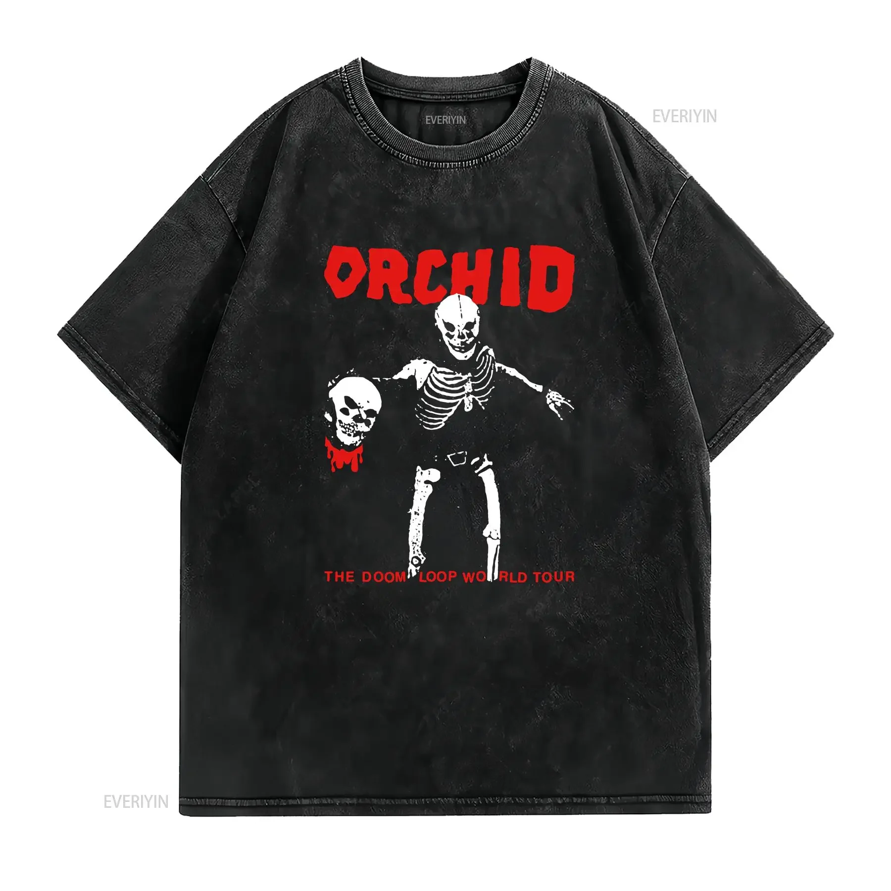Vtg Orchid Band World Tour Cotton Black Full Size T Shirt vintage Washed Top For Everyday Wear Unisex Soft Breathable