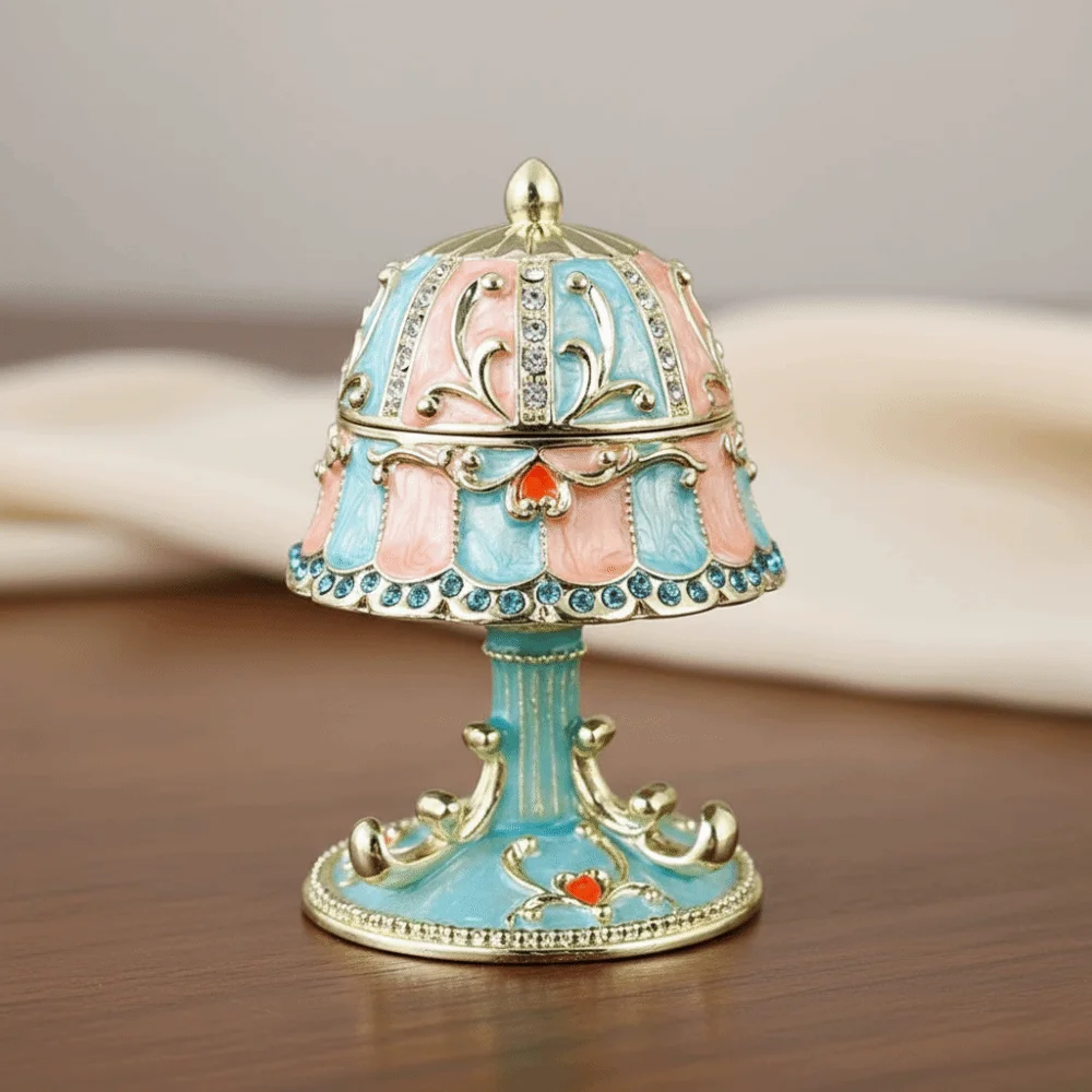 

Luxury Enamel Enamel Jewelry Box Metal Diamond Hand-Painted Enamel Home Storage Ornament Crystal Rhinestones Exquisite Design