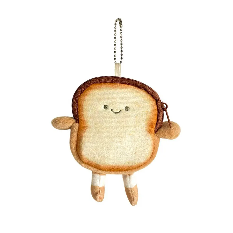 13CM Cute Toast Plush Coin Wallet Japanese Bread Plush Wallet Schoolbag Pendant Girl Headphones Coin Storage Bag Student Gifts