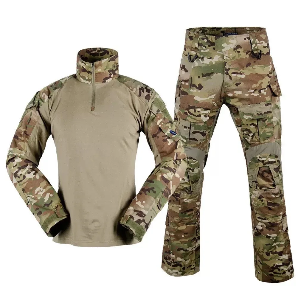 Men's G3 Frog Suit Long Sleeve Durable American Camo Tactical Uniform Set Breathable Outdoor Training Combat Shirt Pants